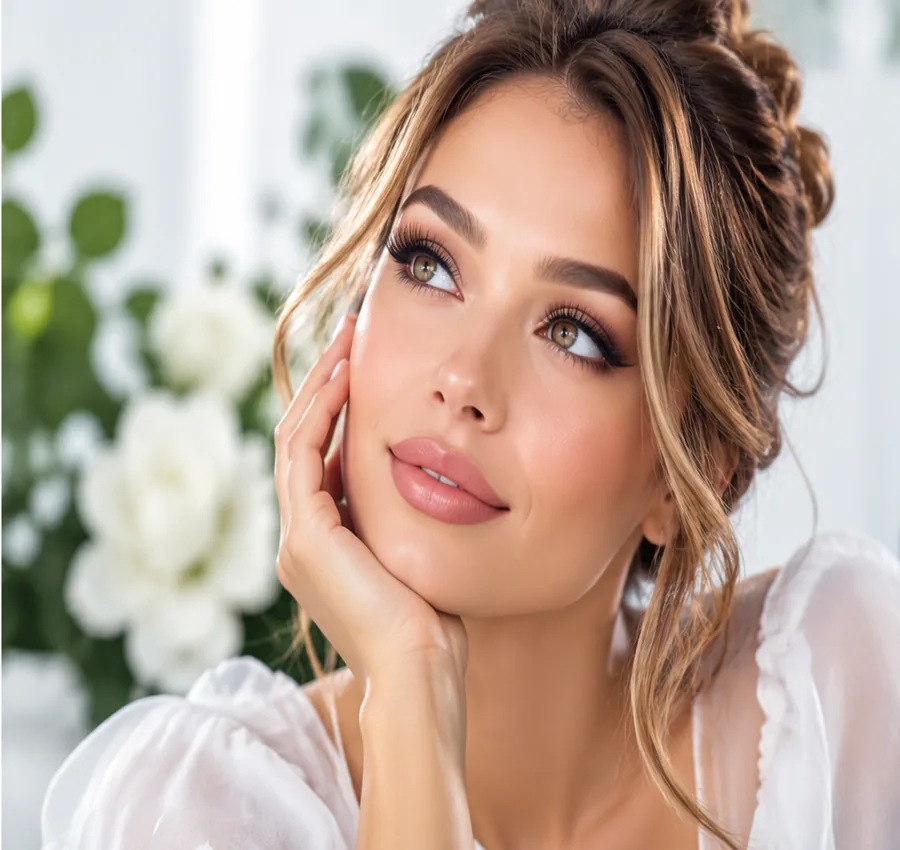 Beauty model with visible eyelash styling inspiration